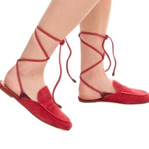 Antropologie Maliparmi Red Flats Classic Loafers